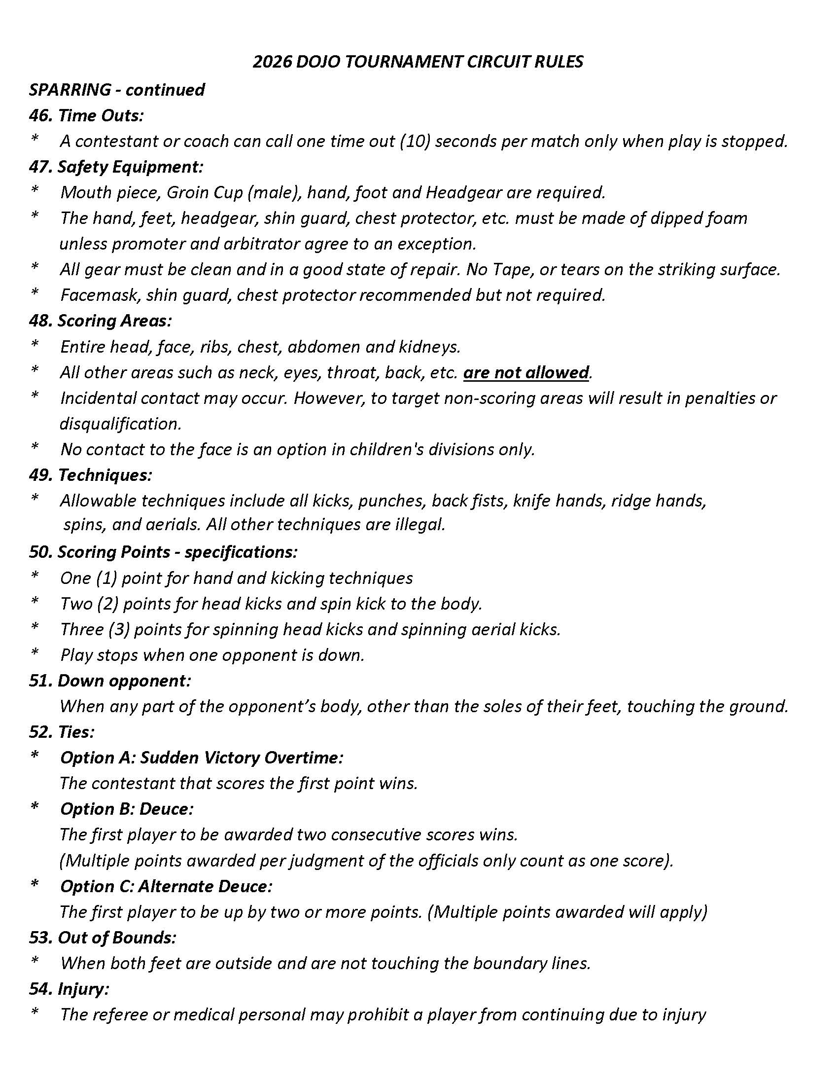 Dojo Organization Rules at a Glance